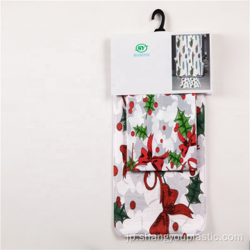 敷物で印刷されたクリスマスシャワーカーテンバスルーム